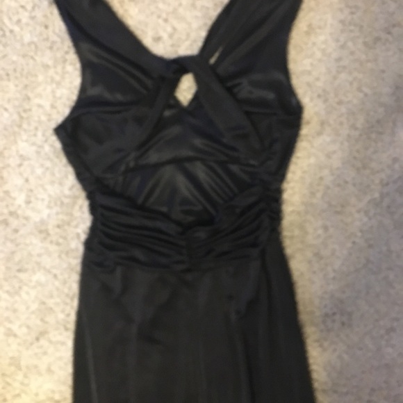 Beautiful satin-like black xback maxi/gown - Picture 2 of 4